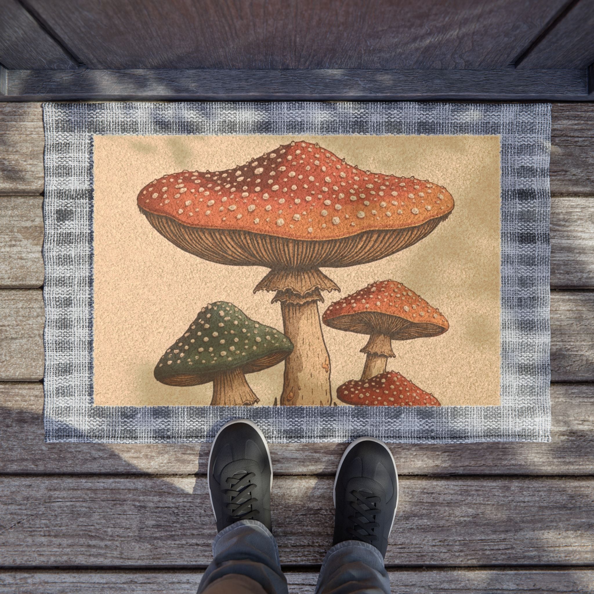 Mushroom Vintage Doormat – Retro Toadstool Welcome Mat