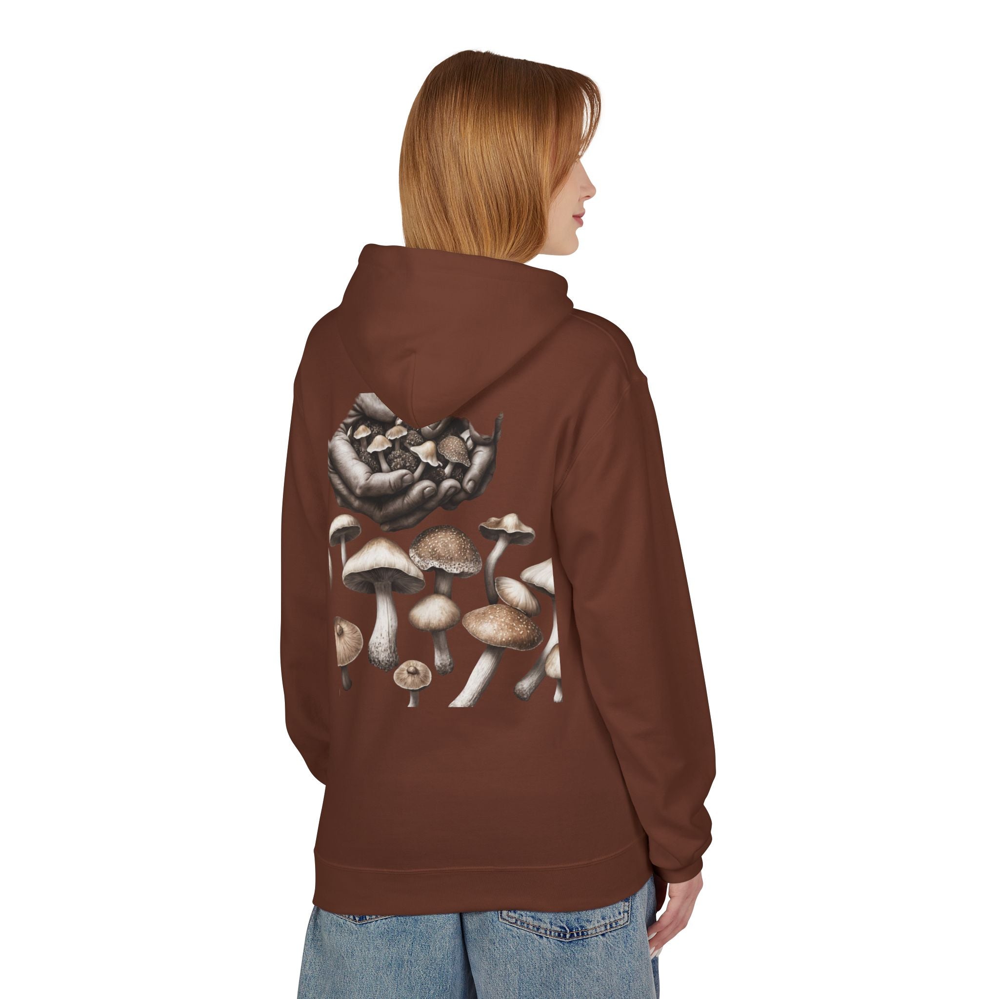 Mushroom Art Hoodie — Botanical Foraging Graphic Pullover