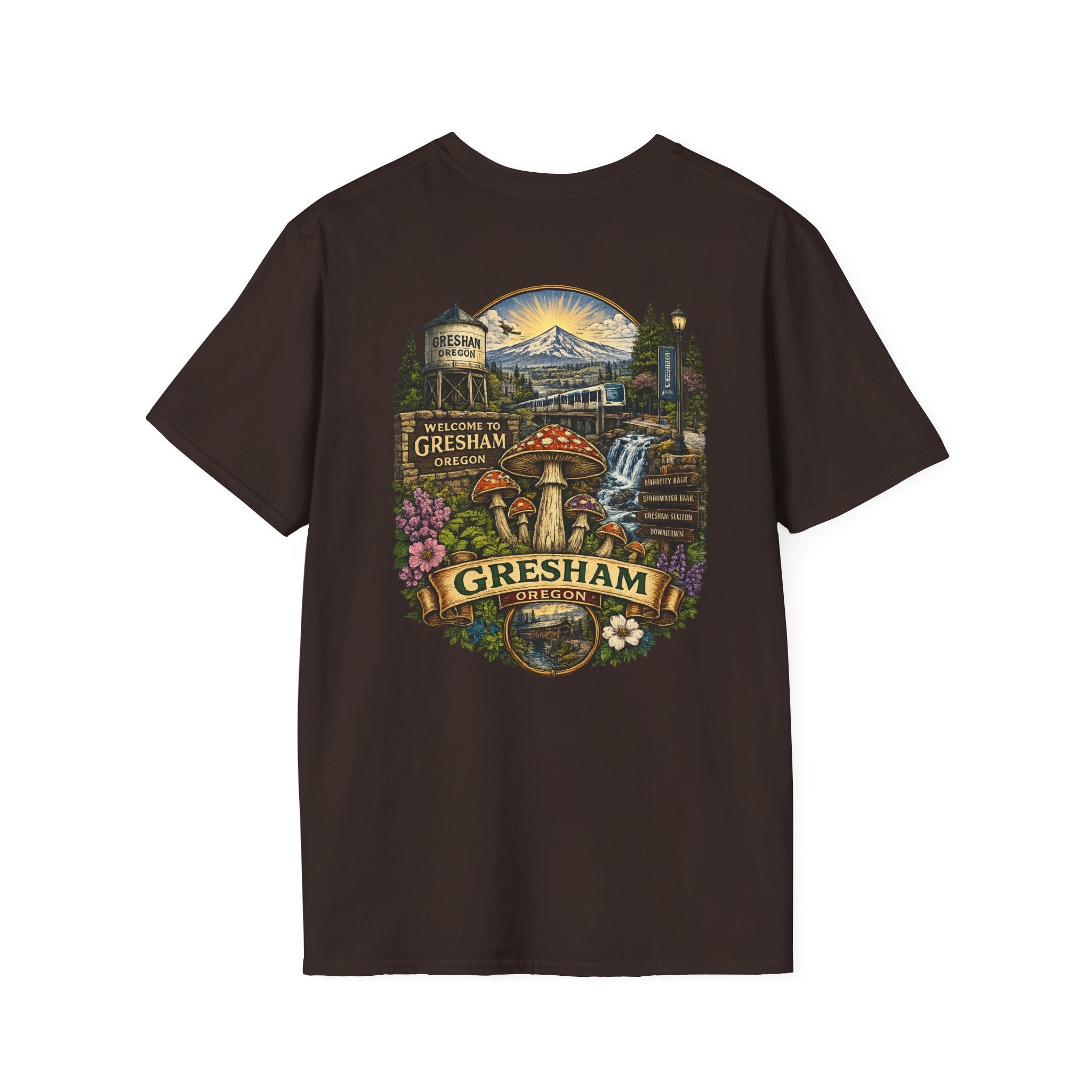 City: Gresham Psychedelic Mushroom Graphic T-Shirt — Red Amanita Illustration