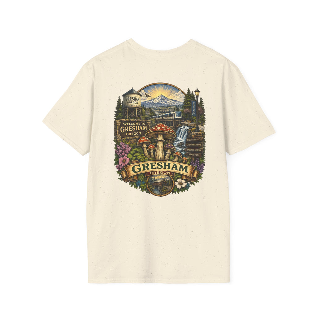 City: Gresham Psychedelic Mushroom Graphic T-Shirt — Red Amanita Illustration