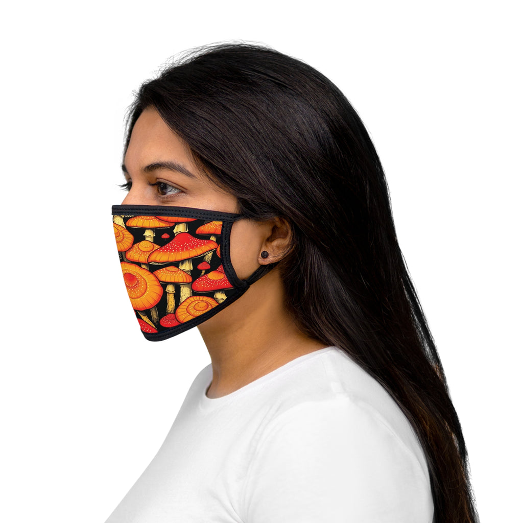 Face Mask: Mushroom Print Face Mask — Vibrant Orange Fungi Pattern