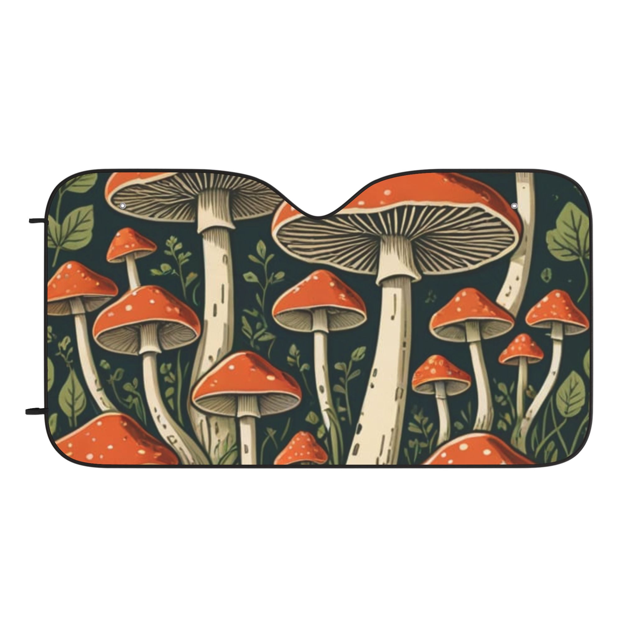 Mushroom Forest Car Sun Shade — Retro Red Toadstool Windshield Protector
