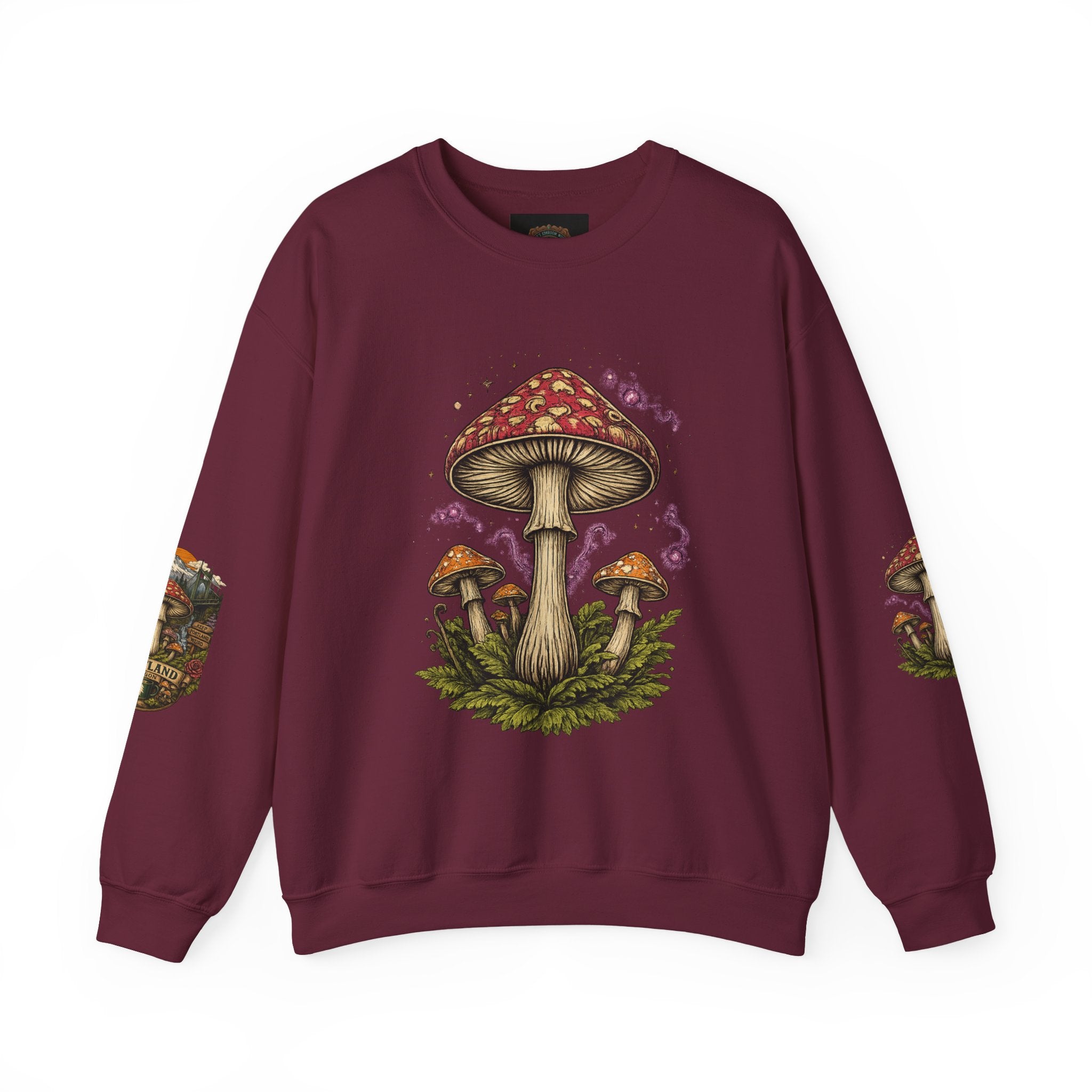 City: Portland Mushroom Crewneck Sweatshirt Vintage Psychedelic Fungi Graphic