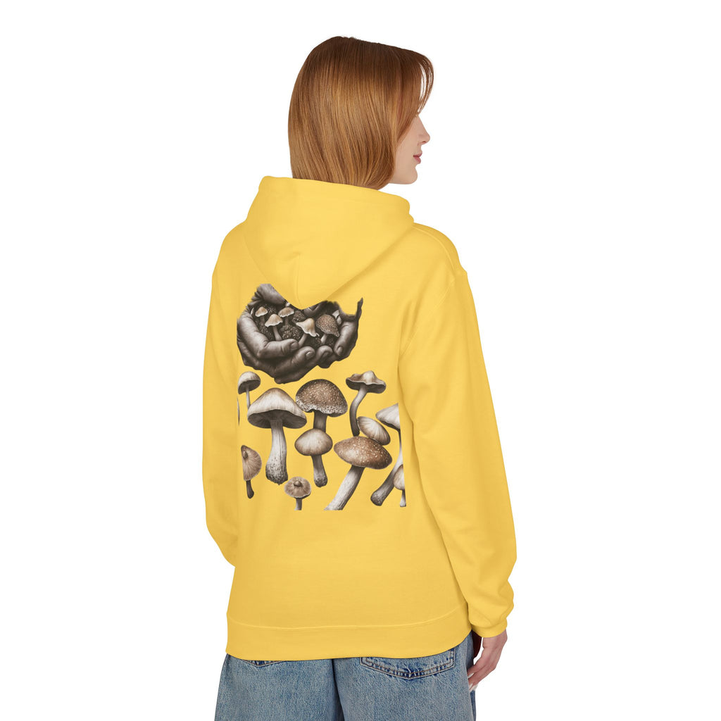 Mushroom Art Hoodie — Botanical Foraging Graphic Pullover