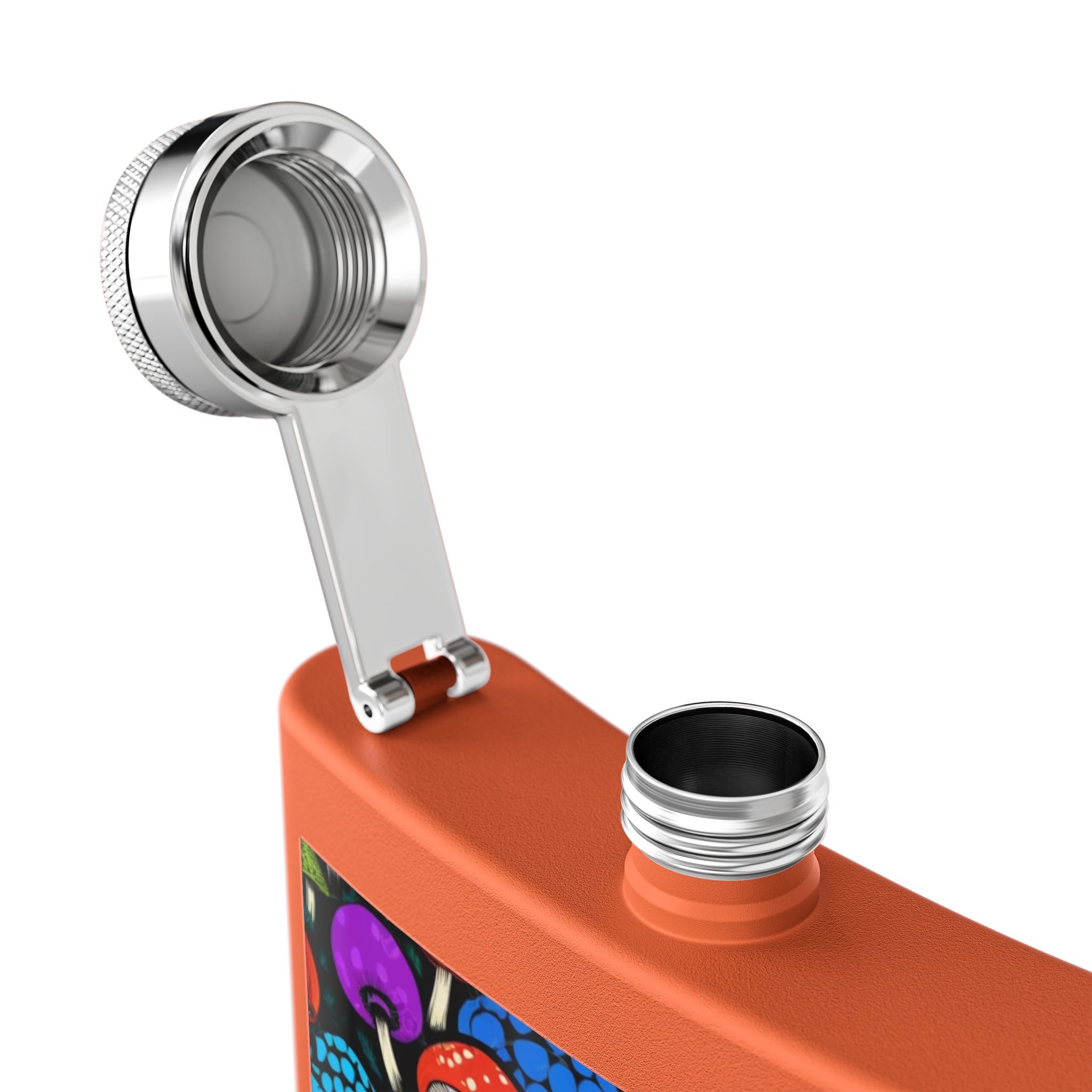 6oz Stainless Steel Flask — Colorful Psychedelic Mushroom Pattern
