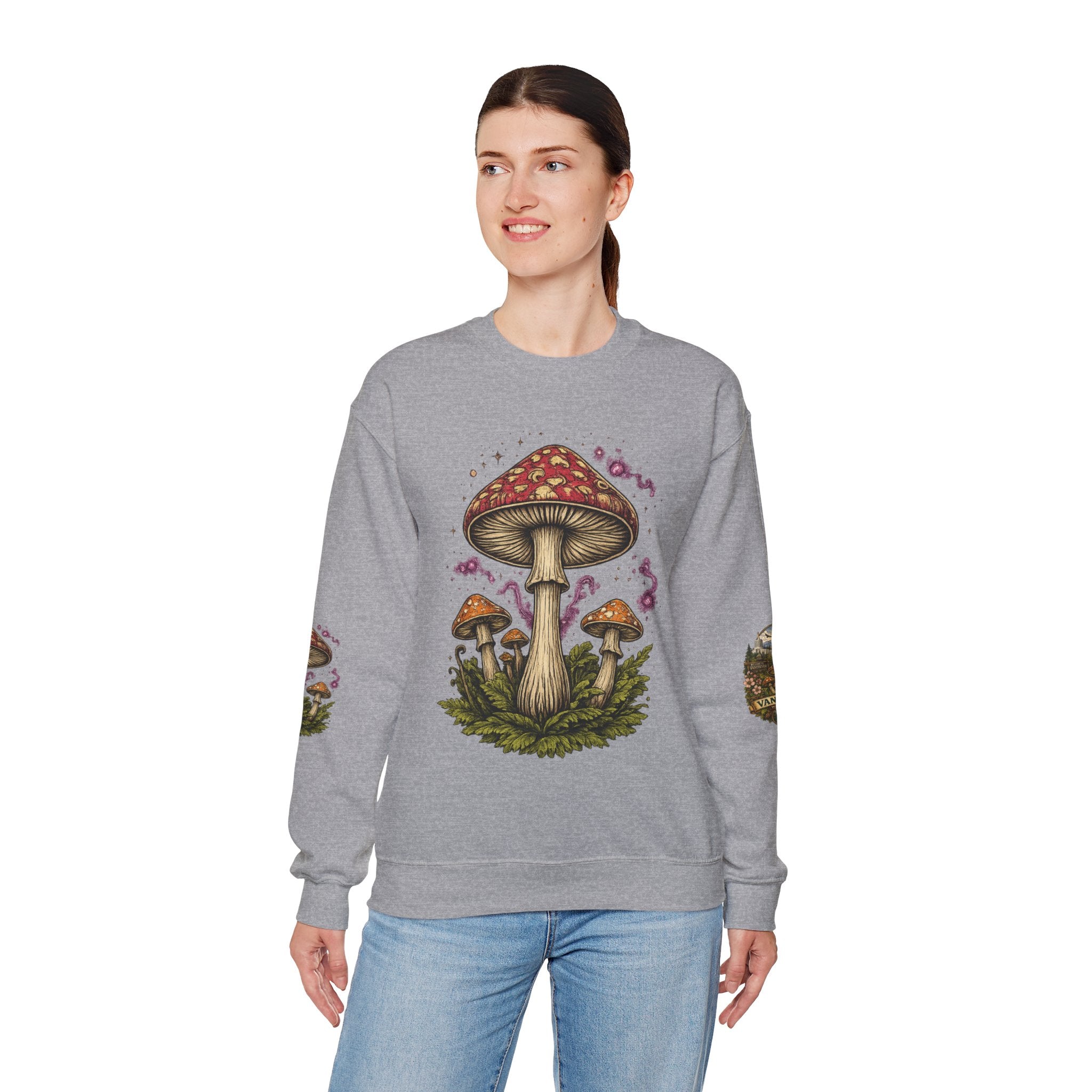 City:  Vancouver Crewneck Sweatshirt — Scenic Pacific Northwest Fungi Design