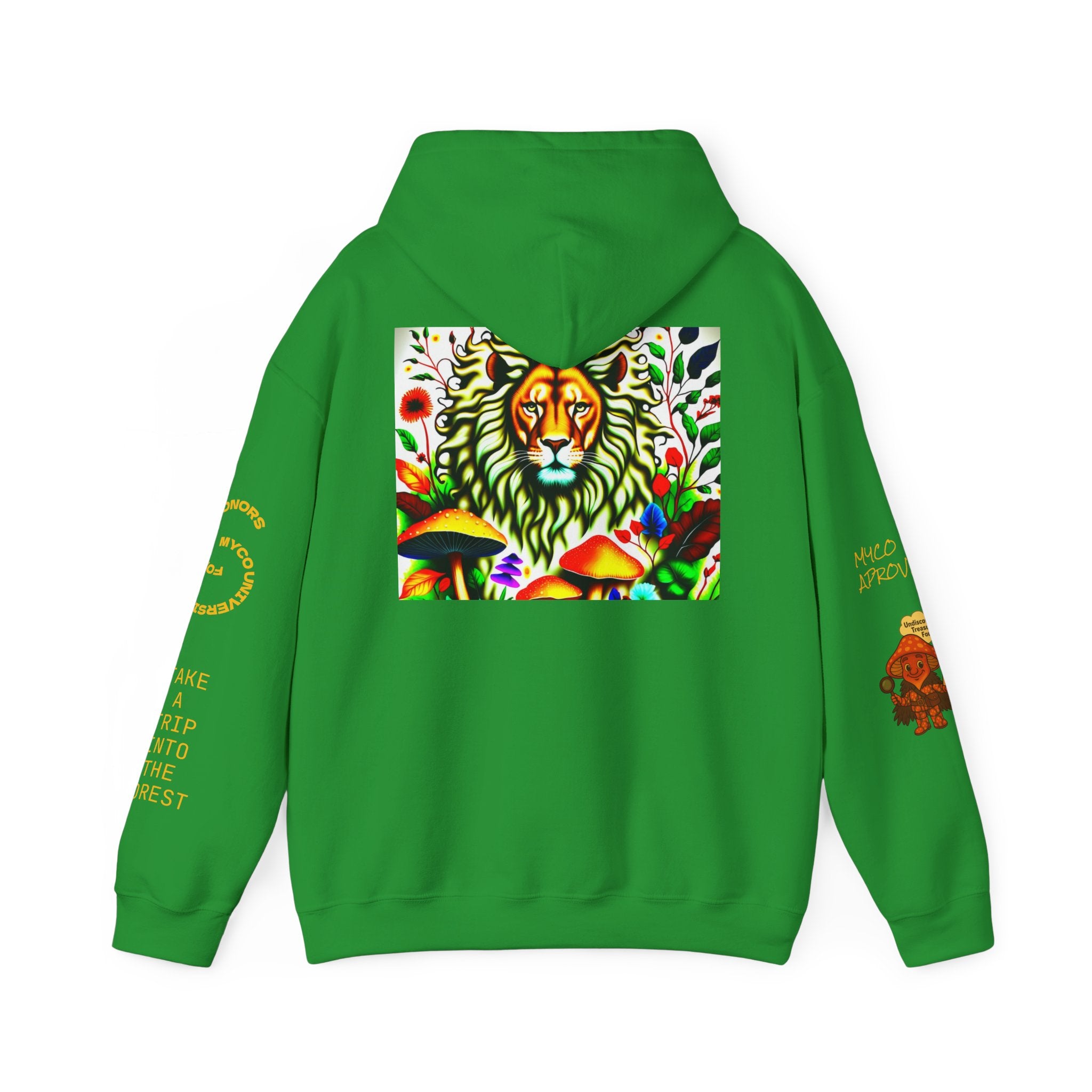 Myco University Lion & Mushroom Hoodie — Psychedelic Lion Graphic Pullover