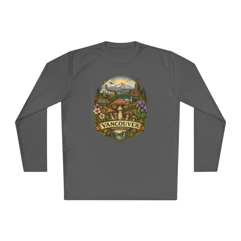 Vancouver Nature Long Sleeve Tee — Scenic Mountains & Mushroom Art
