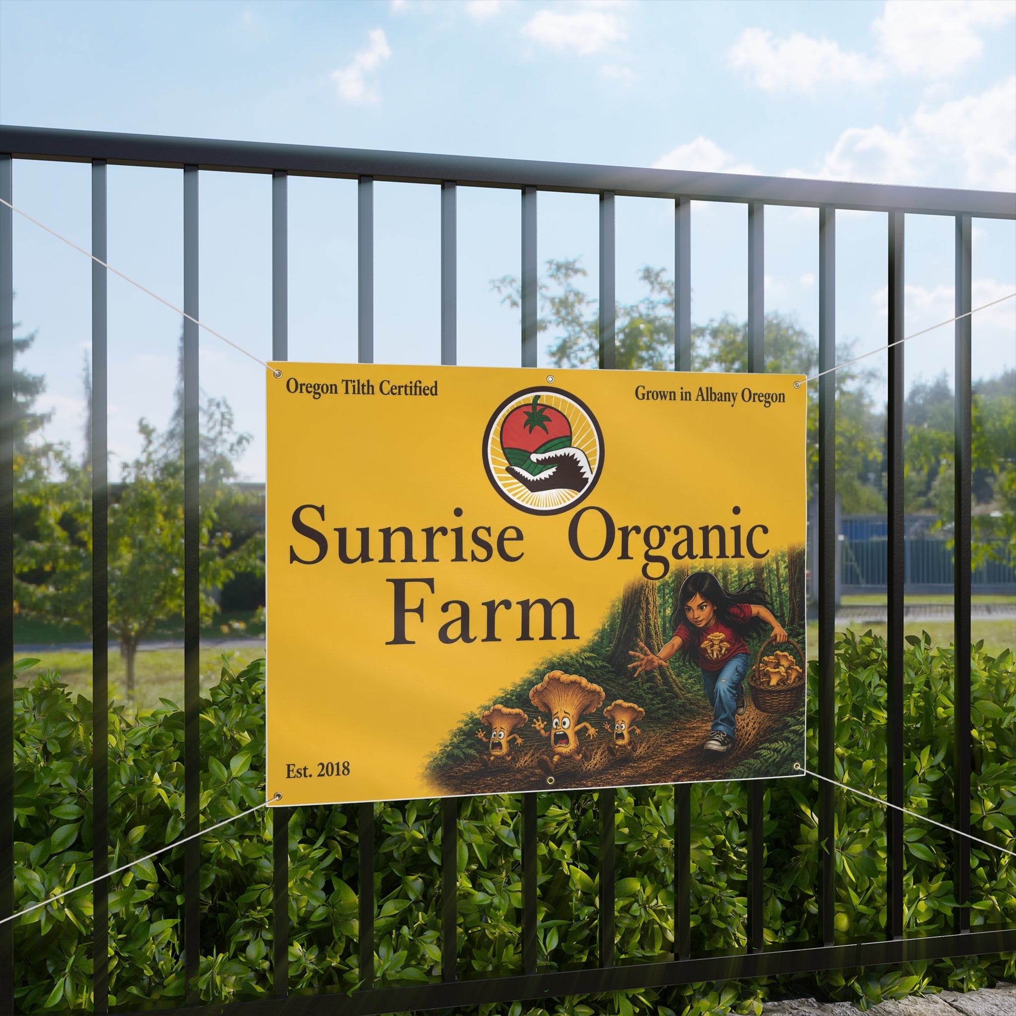 Sunrise Organic Farm Matte Banner – Farmhouse Organic Produce Sign