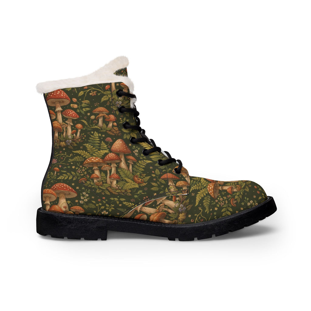 Mushroom Forest Fur-Lined Leather Boots — Men's Winter Hiking Boots