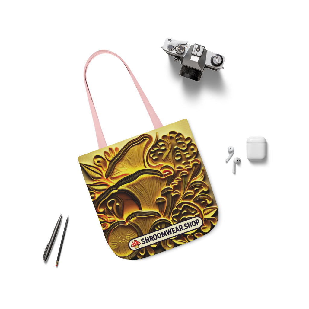 Tote Bag : Golden Mushroom Canvas Tote Bag — Psychedelic Fungi Art Tote