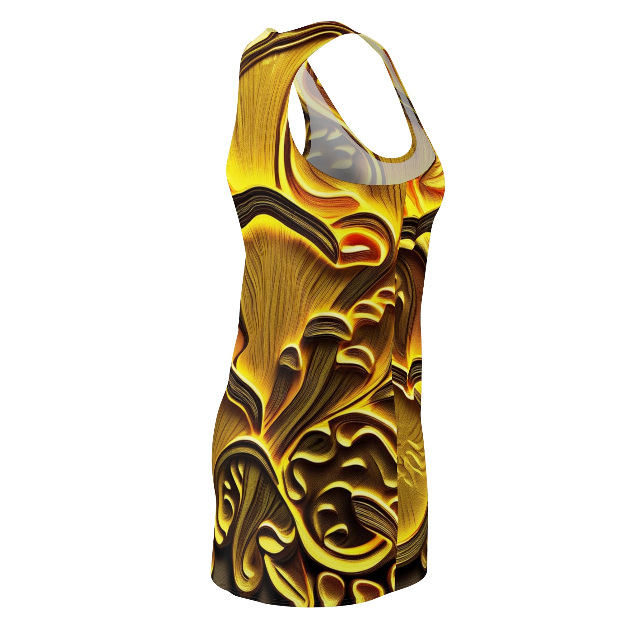 Golden Mushroom Racerback Dress — Psychedelic Fungi Print