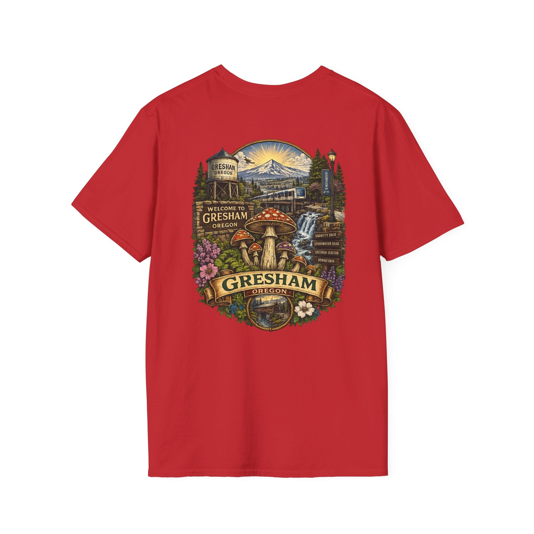 City: Gresham Psychedelic Mushroom Graphic T-Shirt — Red Amanita Illustration