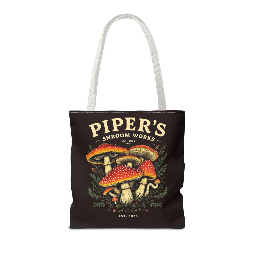 Mushroom Tote Bag — "Piper's Shroom Works" Vintage Fungi Market Shopper