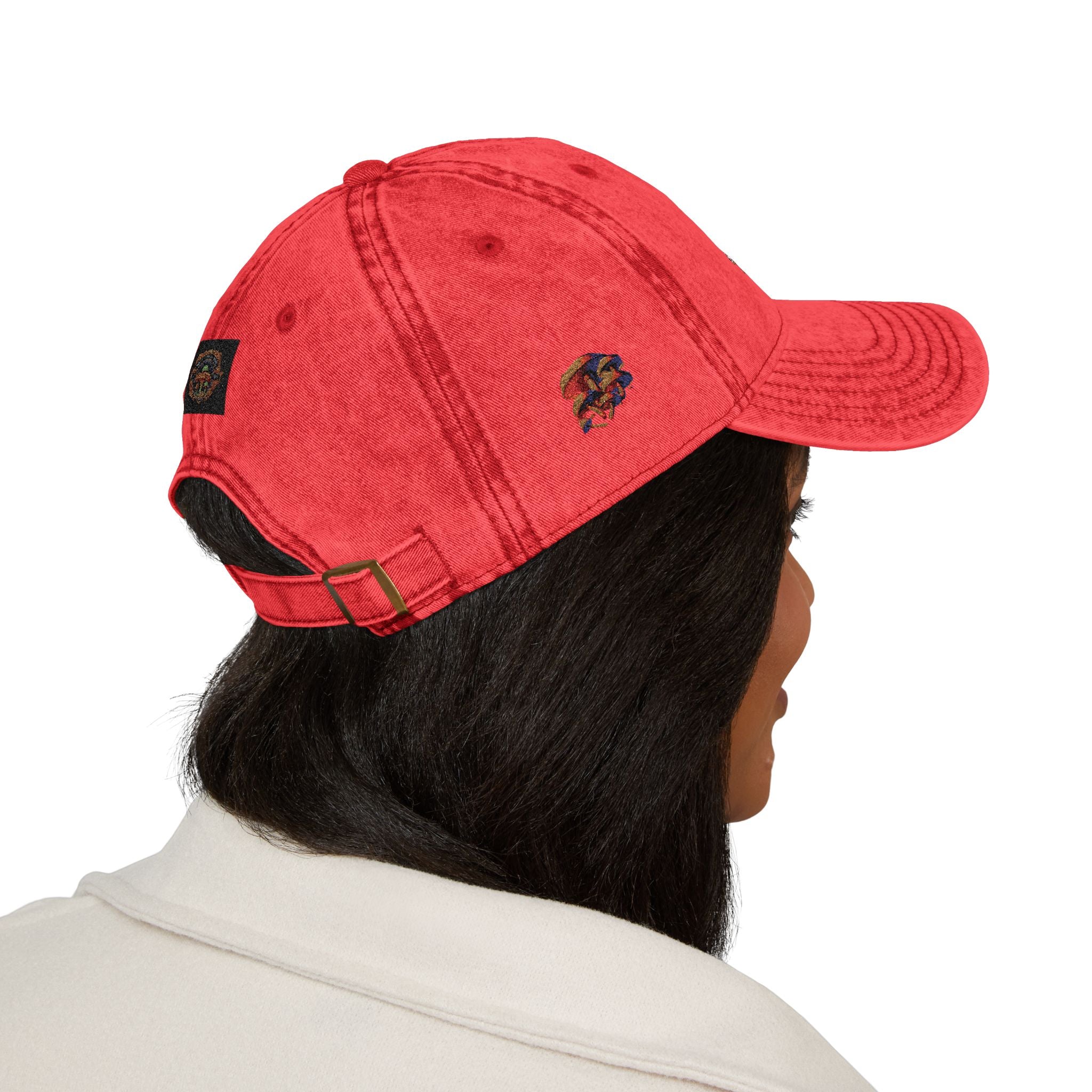 Vintage Embroidered Floral Cap — Retro Red Dad Hat