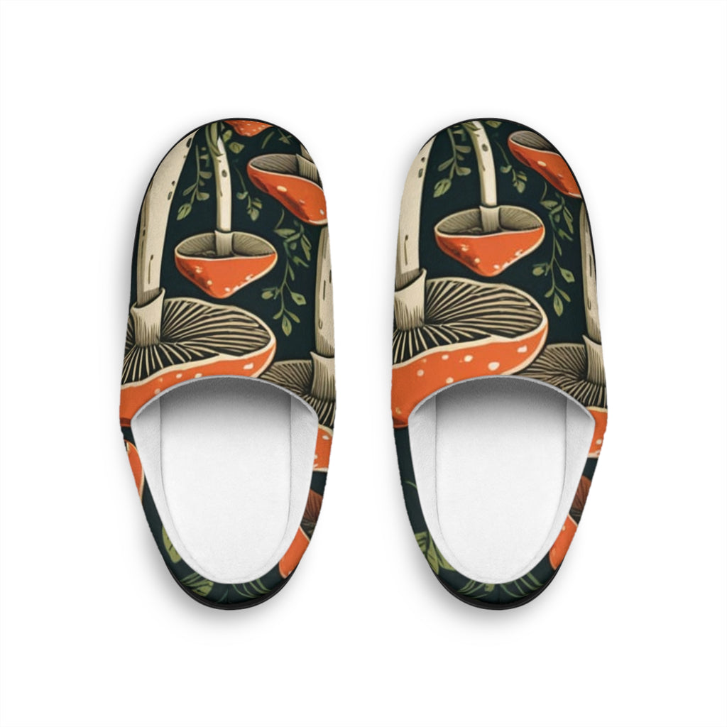 Mushroom Pattern Men's Indoor Slippers – Cozy Forest Fungi Design