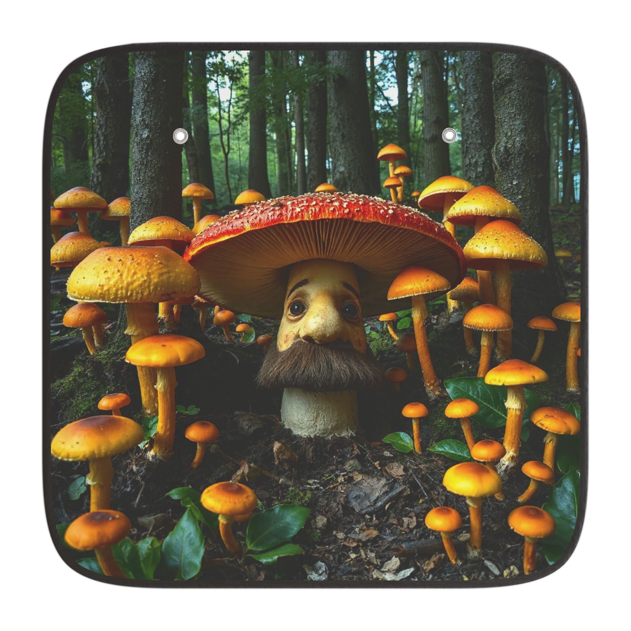Mushroom Forest Car Sun Shade — Cute Gnome Mushroom Windshield Cover, UV Sun Protector