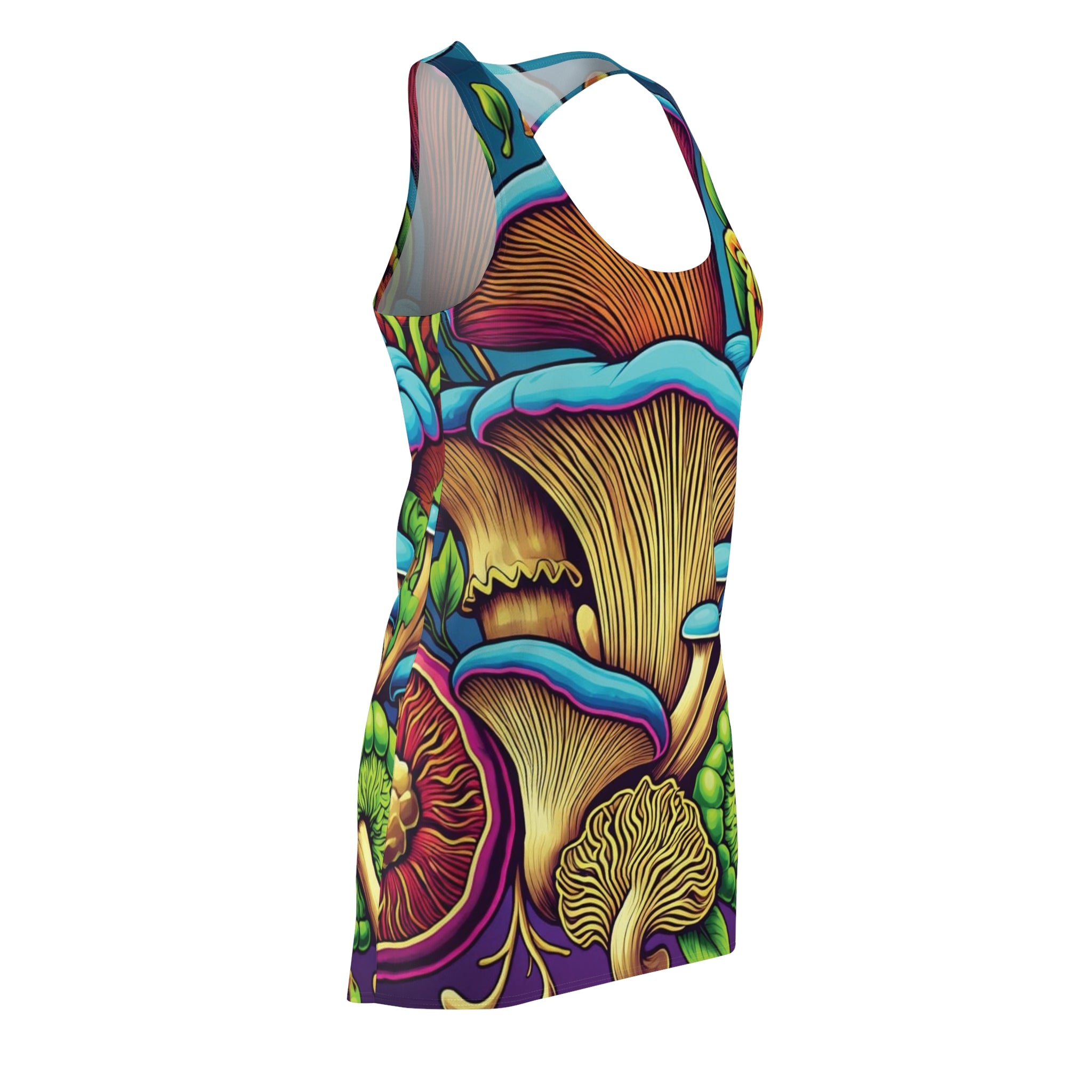 Psychedelic Mushroom Racerback Dress — Vibrant All-Over Print
