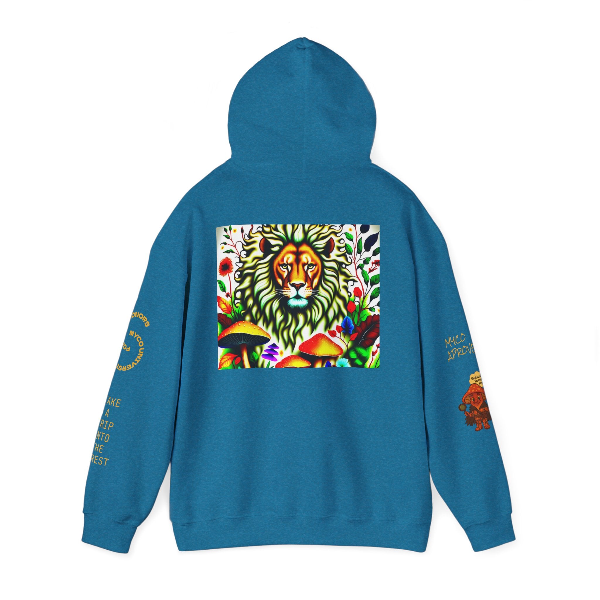 Myco University Lion & Mushroom Hoodie — Psychedelic Lion Graphic Pullover