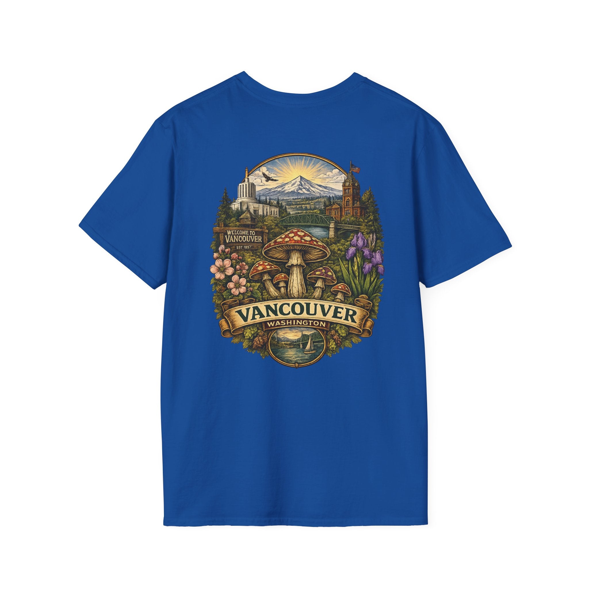City: Vancouver Mushroom Illustration T-Shirt – Vintage Red Toadstool Graphic