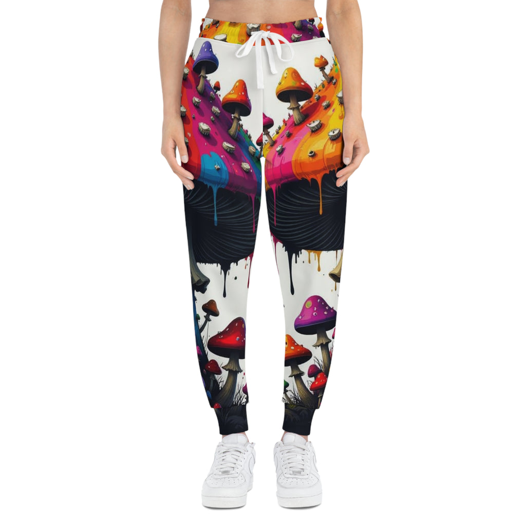 Pantalones de chándal deportivos con setas arcoíris psicodélicas — Ropa urbana con estampado completo