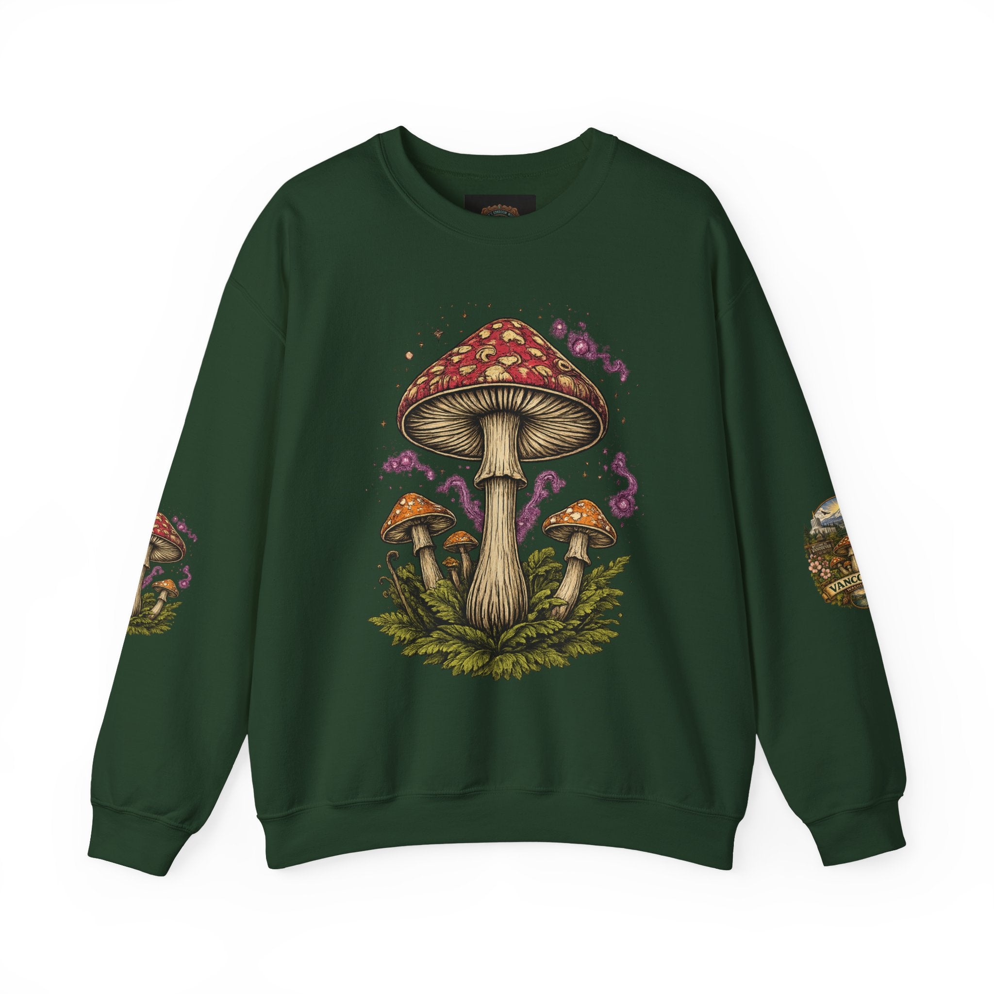 City:  Vancouver Crewneck Sweatshirt — Scenic Pacific Northwest Fungi Design
