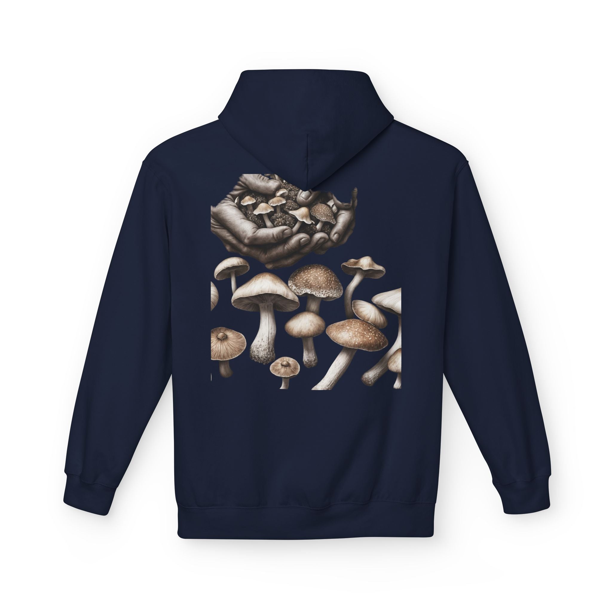 Mushroom Art Hoodie — Botanical Foraging Graphic Pullover