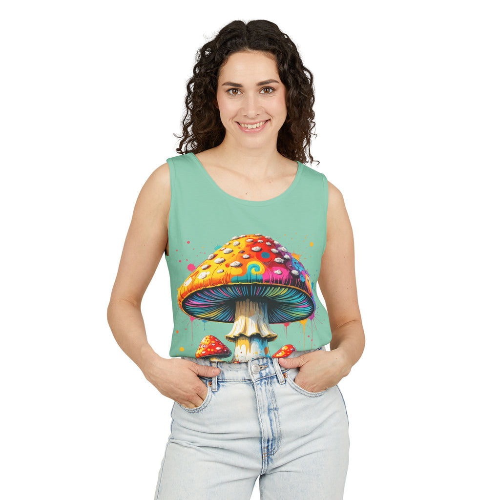 City: Portland Mushroom Graphic Tank Top — Colorful Psychedelic Fungi Design