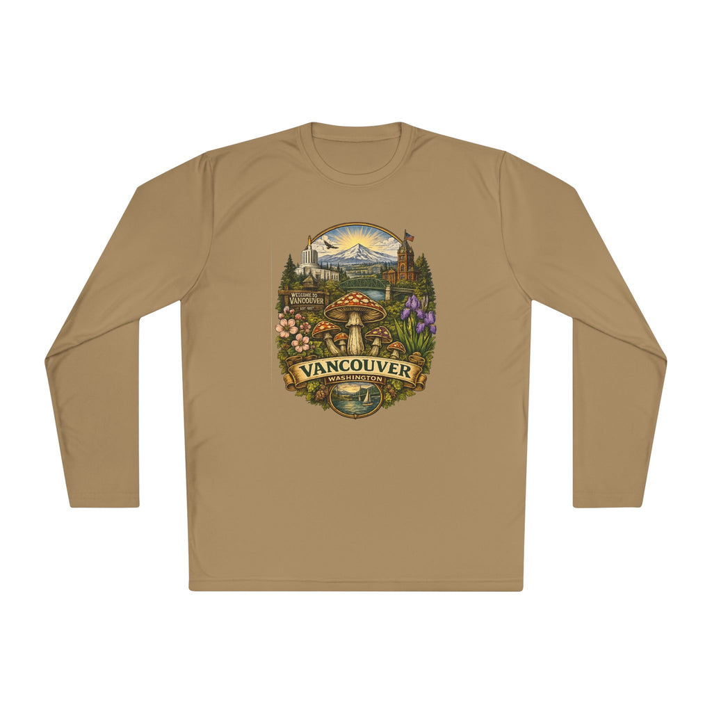 Vancouver Nature Long Sleeve Tee — Scenic Mountains & Mushroom Art