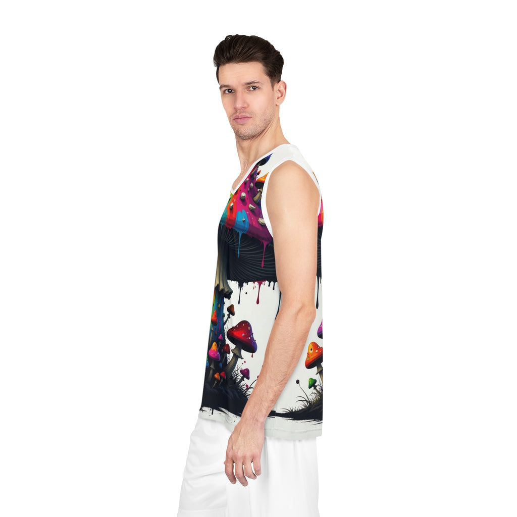Psychedelic Rainbow Mushroom Basketball Jersey — All-Over Print