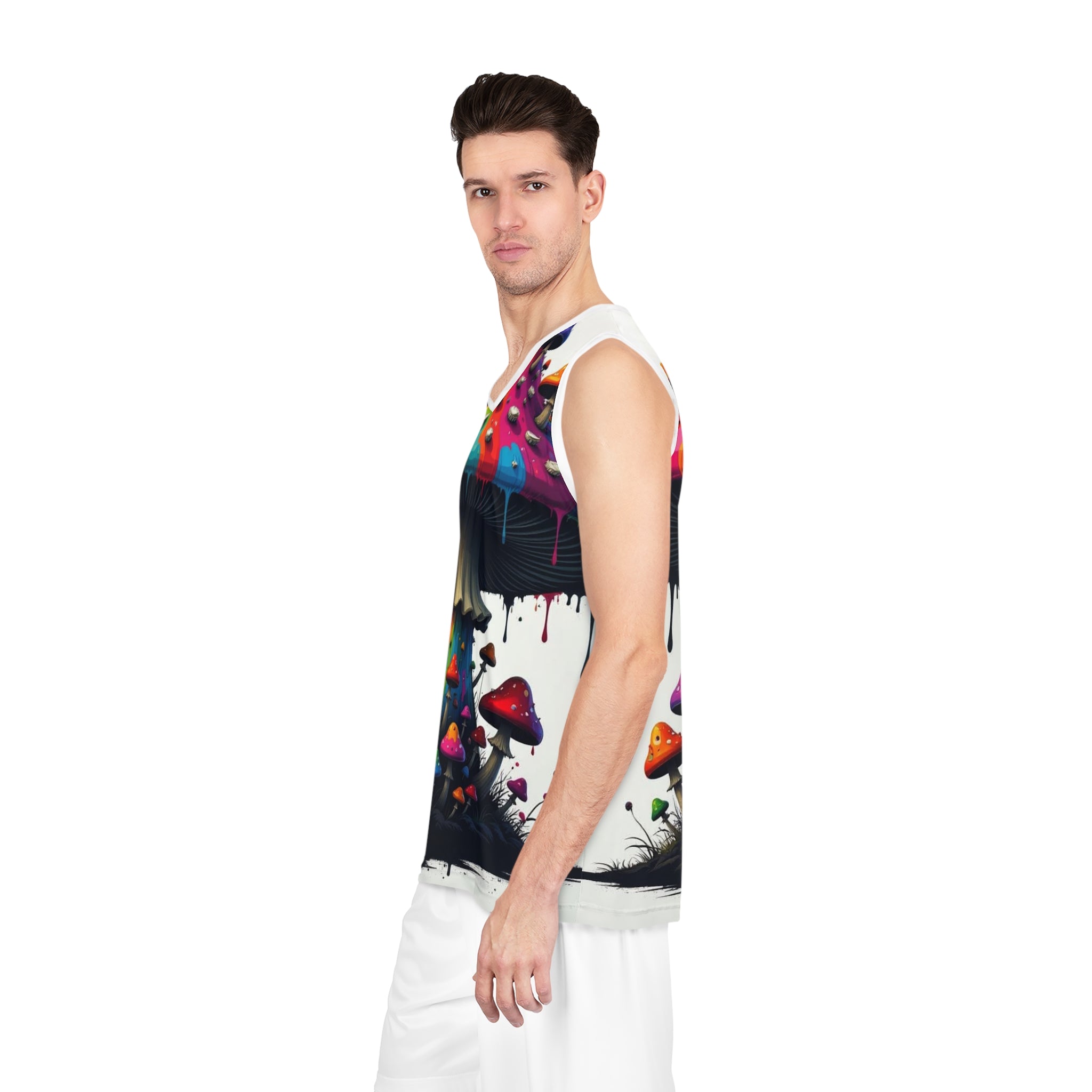 Psychedelic Rainbow Mushroom Basketball Jersey — All-Over Print