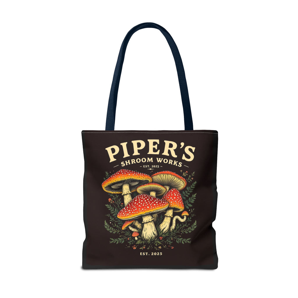 Mushroom Tote Bag — "Piper's Shroom Works" Vintage Fungi Market Shopper