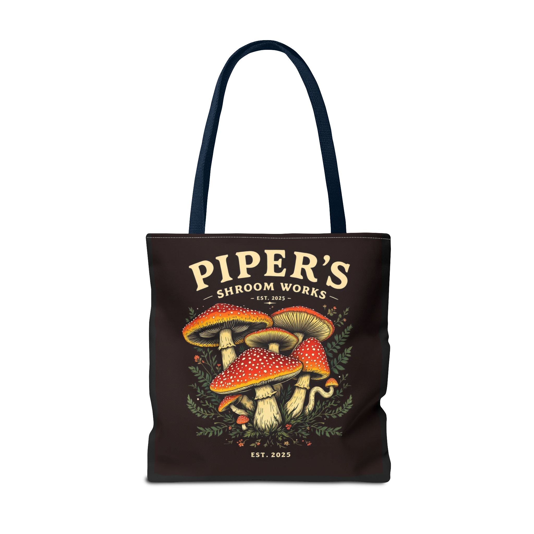 Mushroom Tote Bag — "Piper's Shroom Works" Vintage Fungi Market Shopper