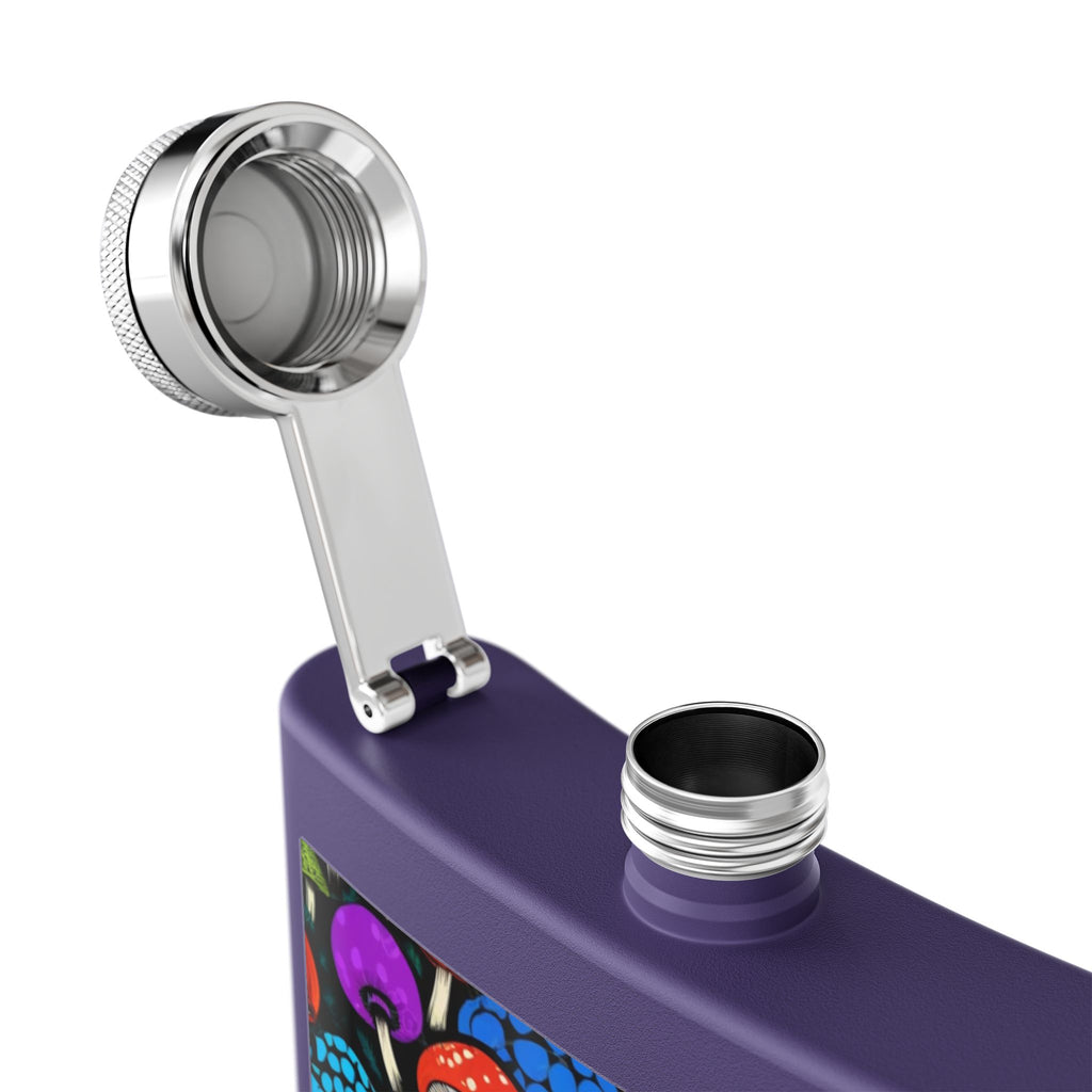 6oz Stainless Steel Flask — Colorful Psychedelic Mushroom Pattern