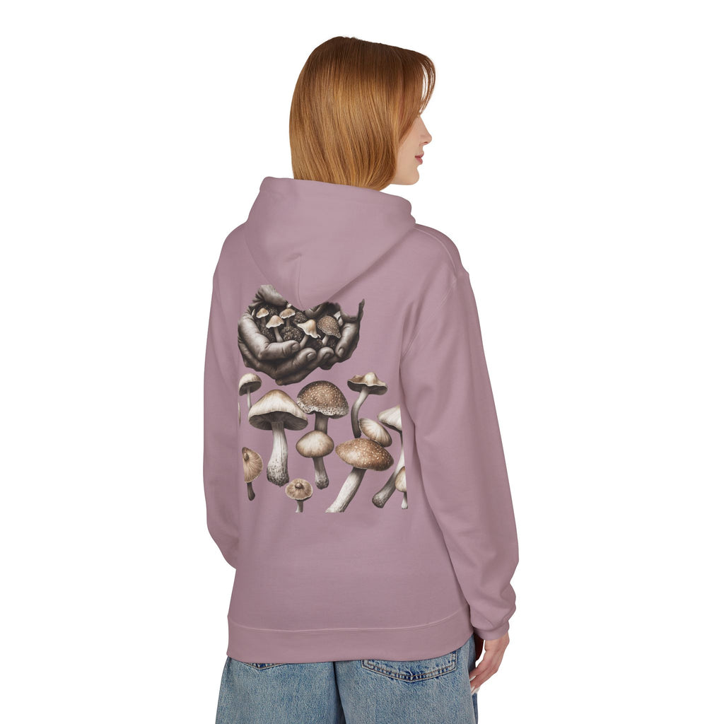 Mushroom Art Hoodie — Botanical Foraging Graphic Pullover
