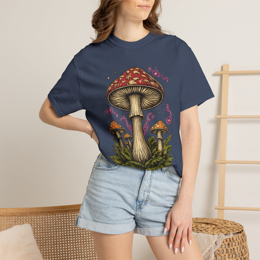 City: Portland Mushroom Graphic T-Shirt — Vintage Forest Amanita Design