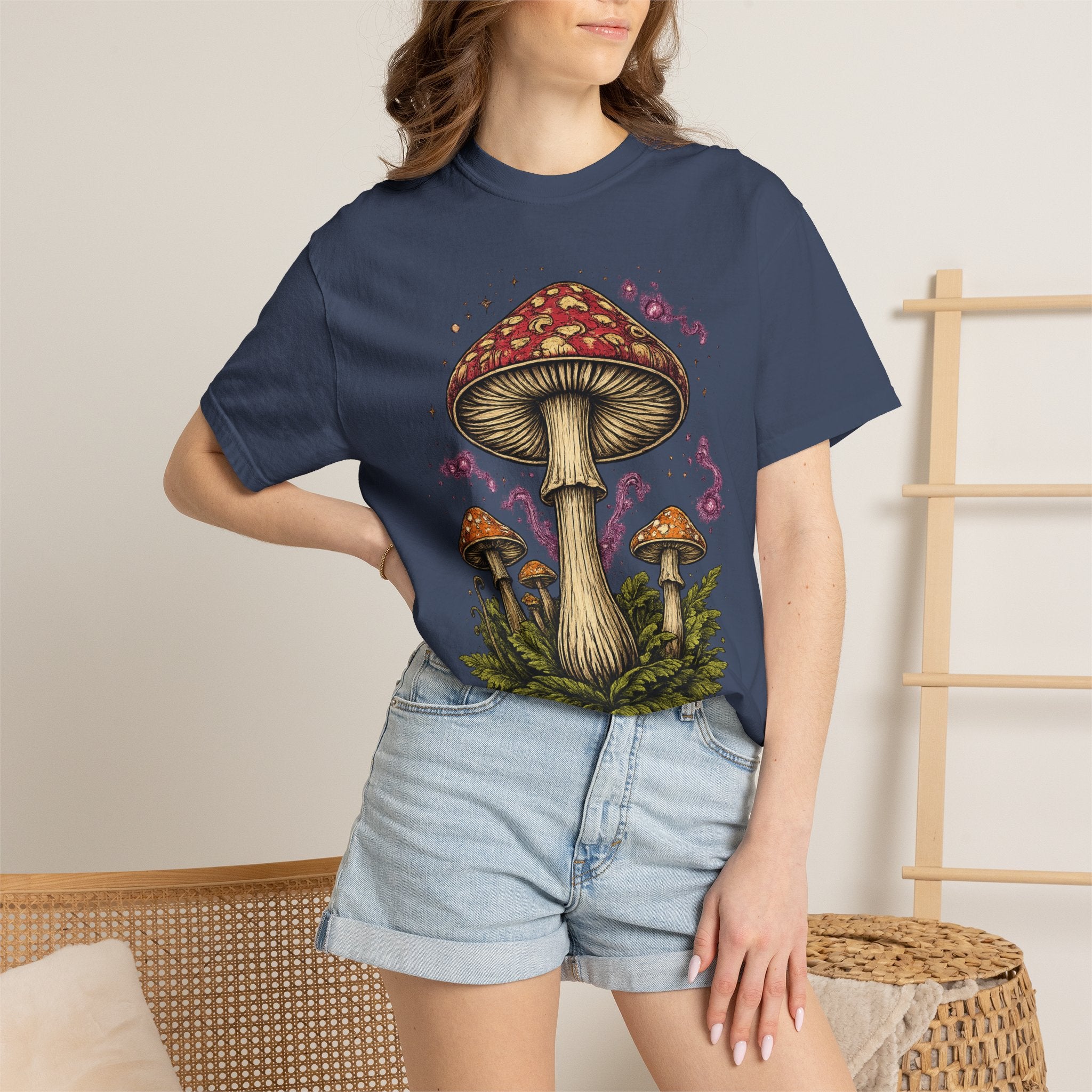 City: Portland Mushroom Graphic T-Shirt — Vintage Forest Amanita Design