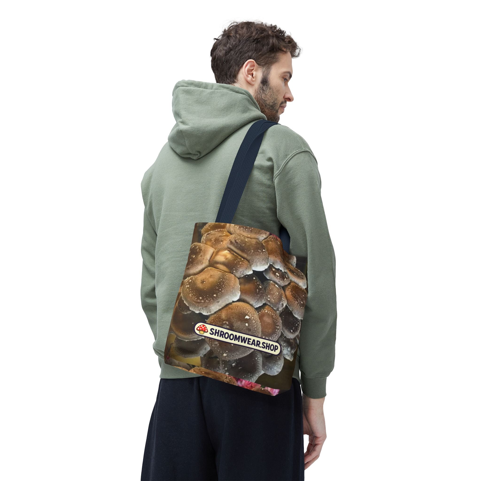 Bag: Mushroom Print Tote Bag-Over-Print Canvas Tote
