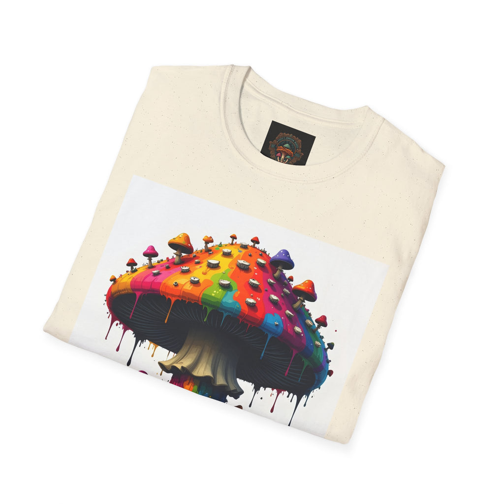 Piper's Shroom Works T-Shirt — Rainbow Drip Mushroom Graphic Tee
