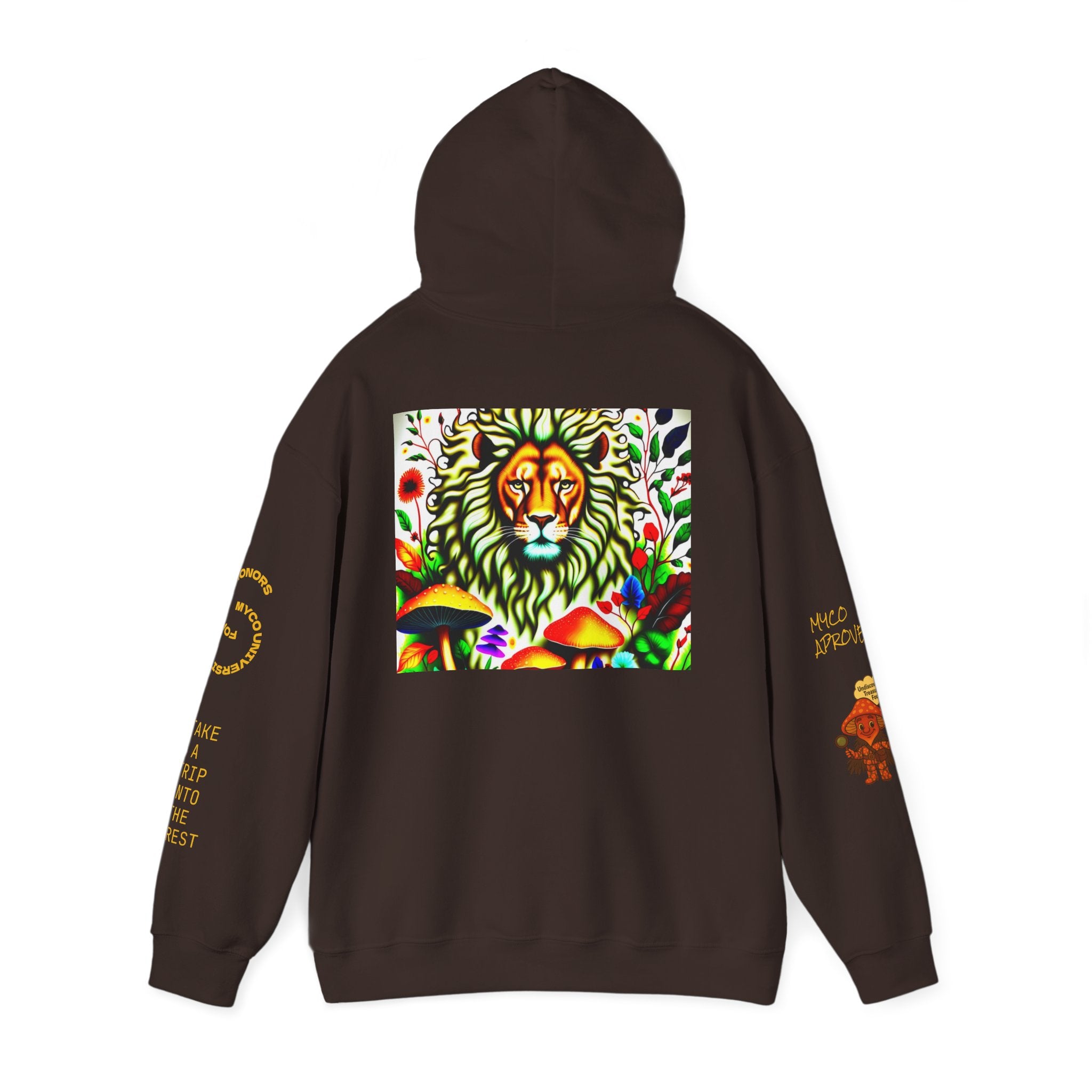 Myco University Lion & Mushroom Hoodie — Psychedelic Lion Graphic Pullover