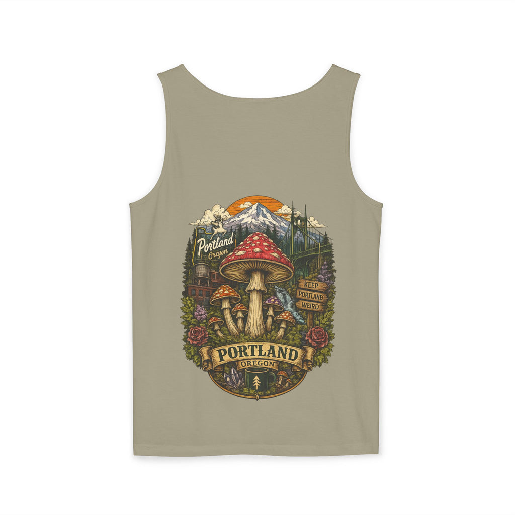 City: Portland Mushroom Graphic Tank Top — Colorful Psychedelic Fungi Design