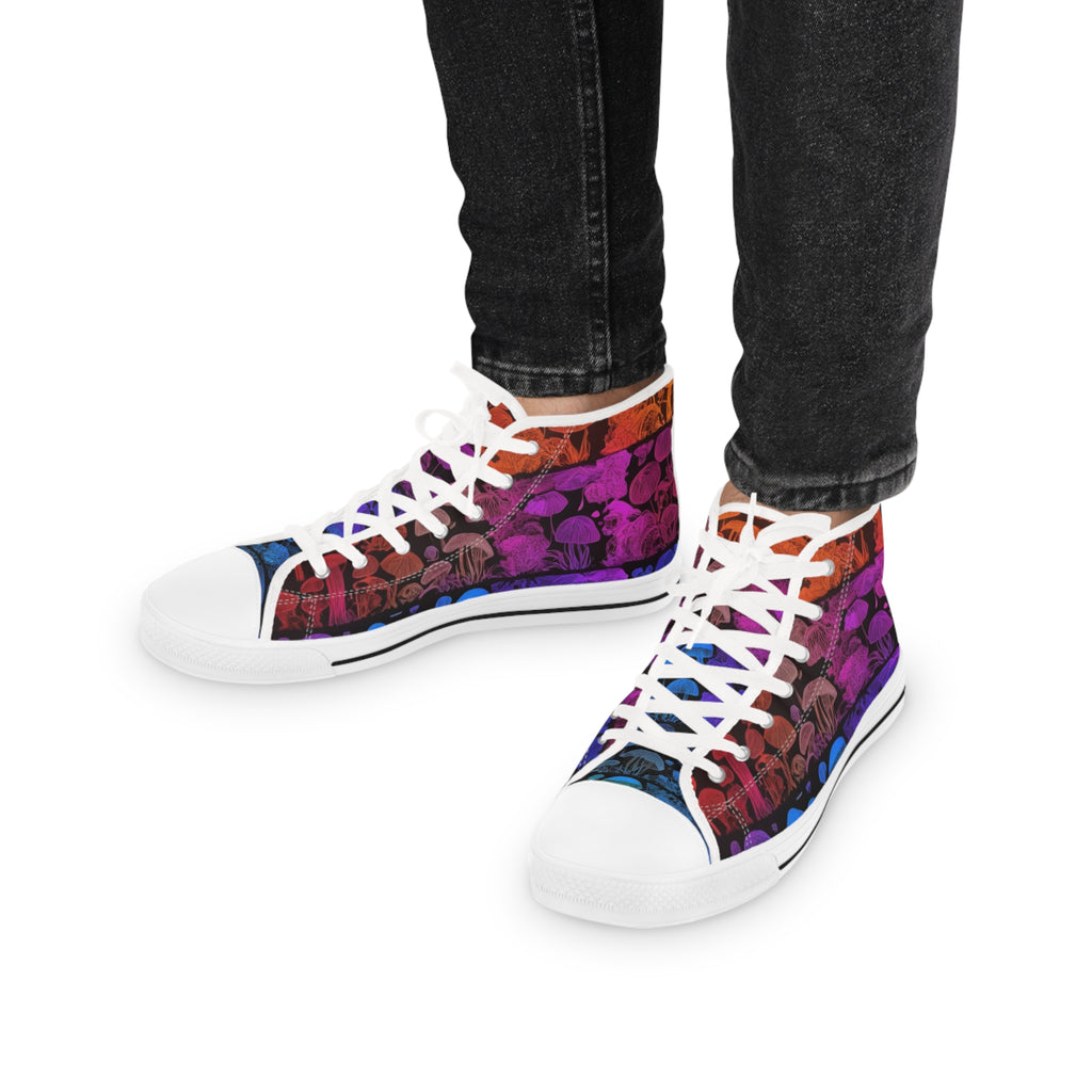 High Top Sneakers — Vibrant Floral Gradient Canvas Shoes