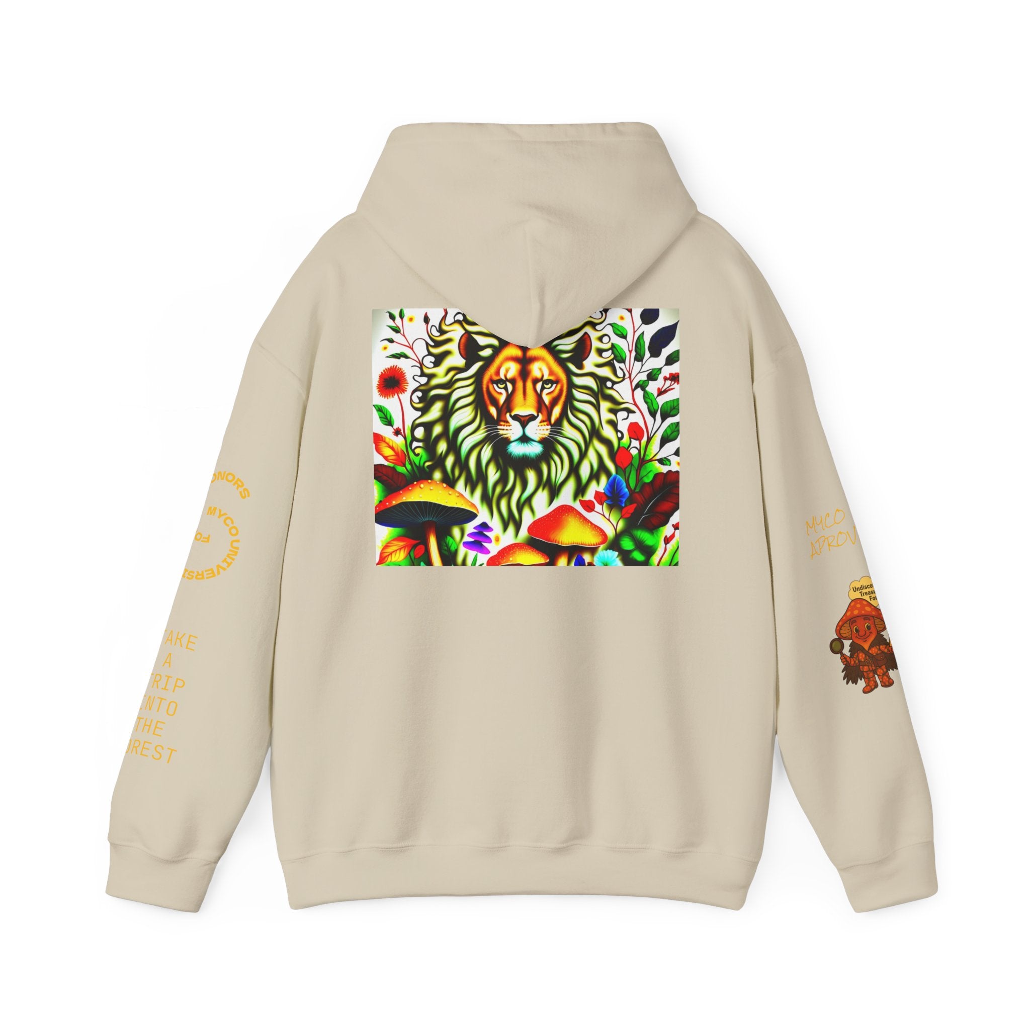 Myco University Lion & Mushroom Hoodie — Psychedelic Lion Graphic Pullover