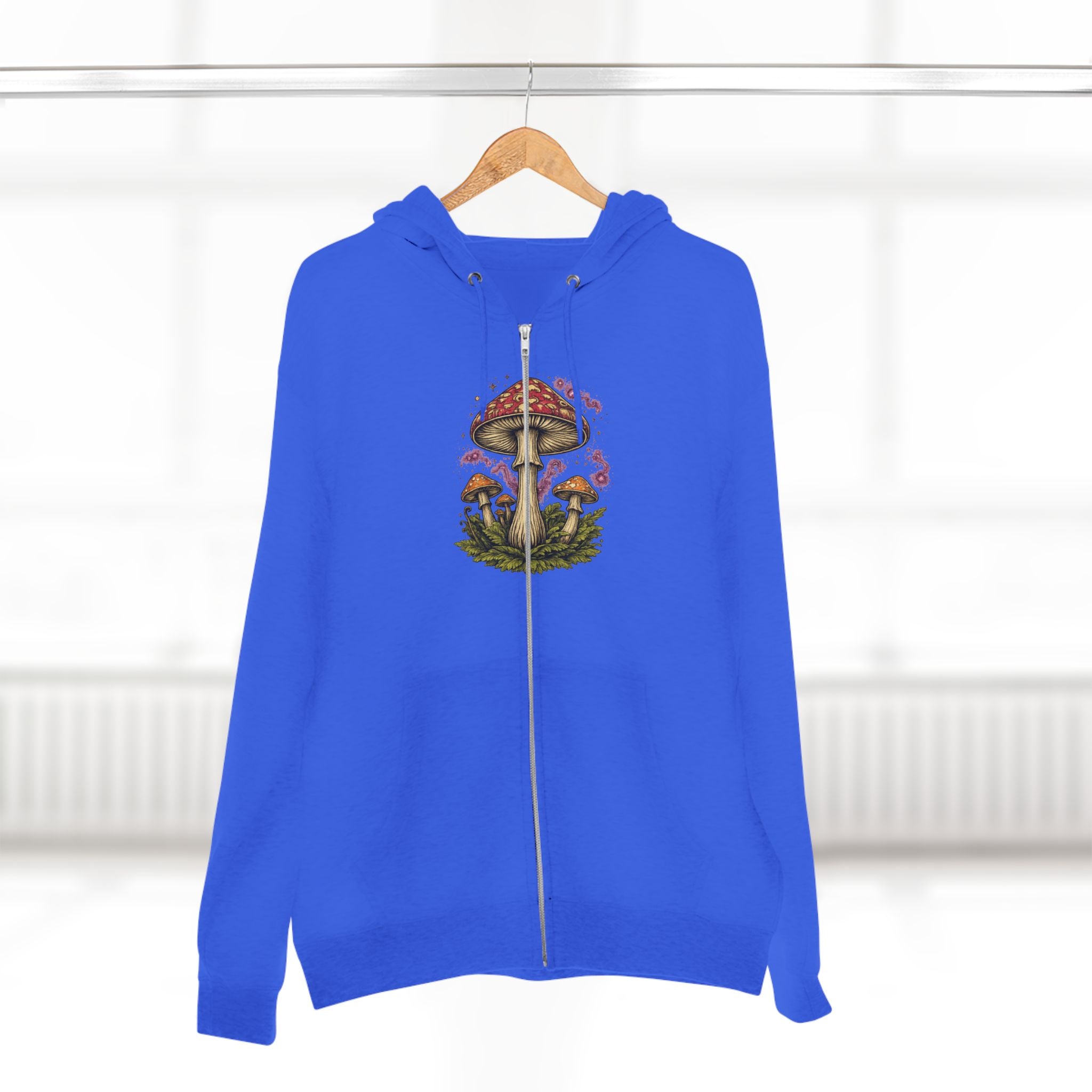 City: Portland Mushroom Zip Hoodie — Vintage Psychedelic Fungi Forest Jacket