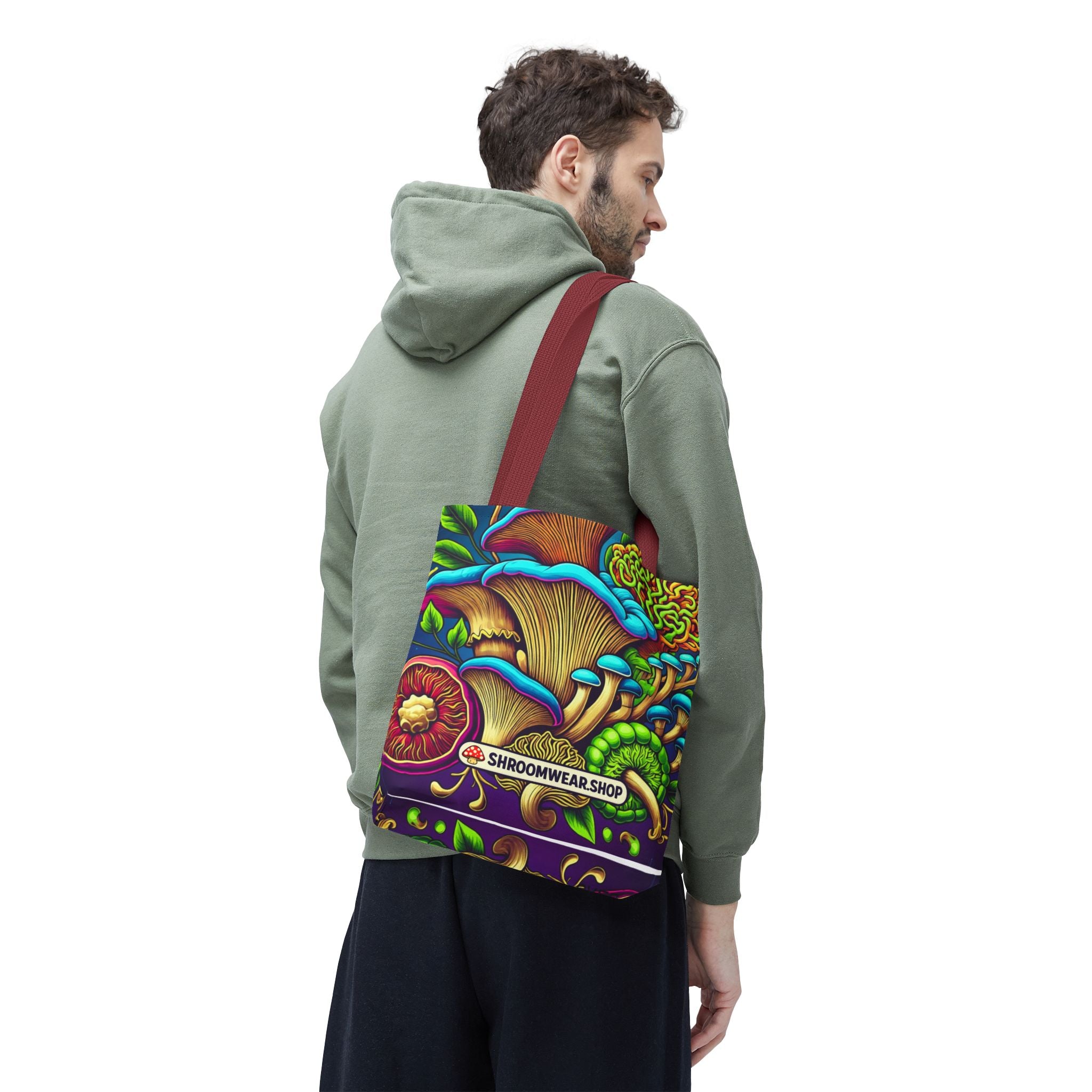 Bag: Mushroom Art Tote Bag – Psychedelic Fungi All-Over Print Eco Tote