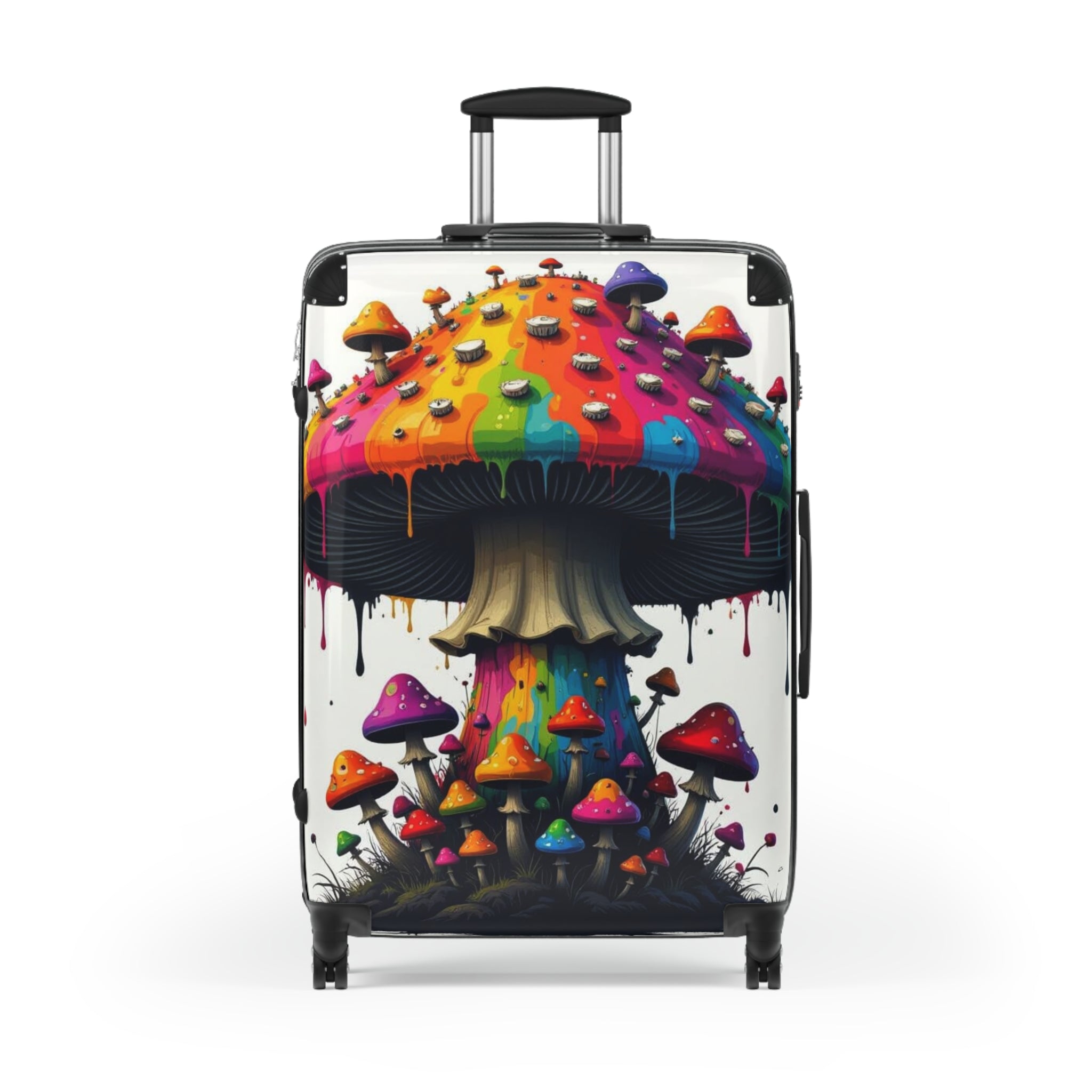 Psychedelic Rainbow Mushroom Suitcase – Colorful Travel Carry-On