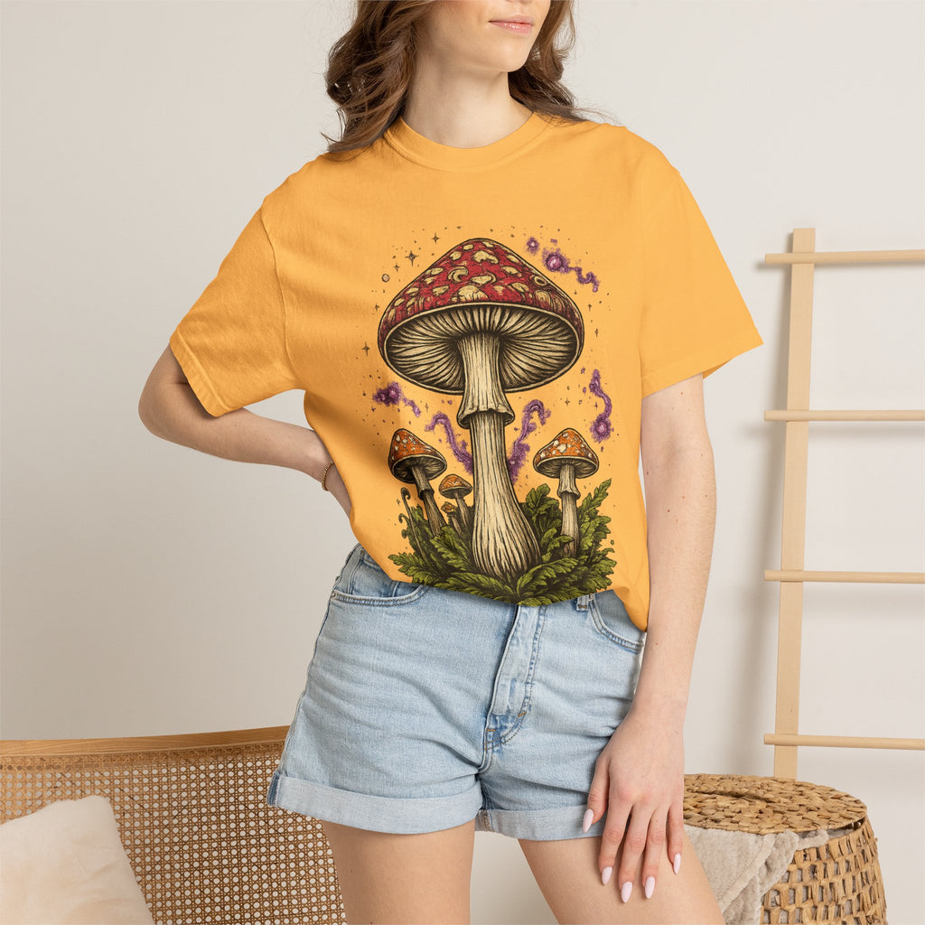 City: Portland Mushroom Graphic T-Shirt — Vintage Forest Amanita Design