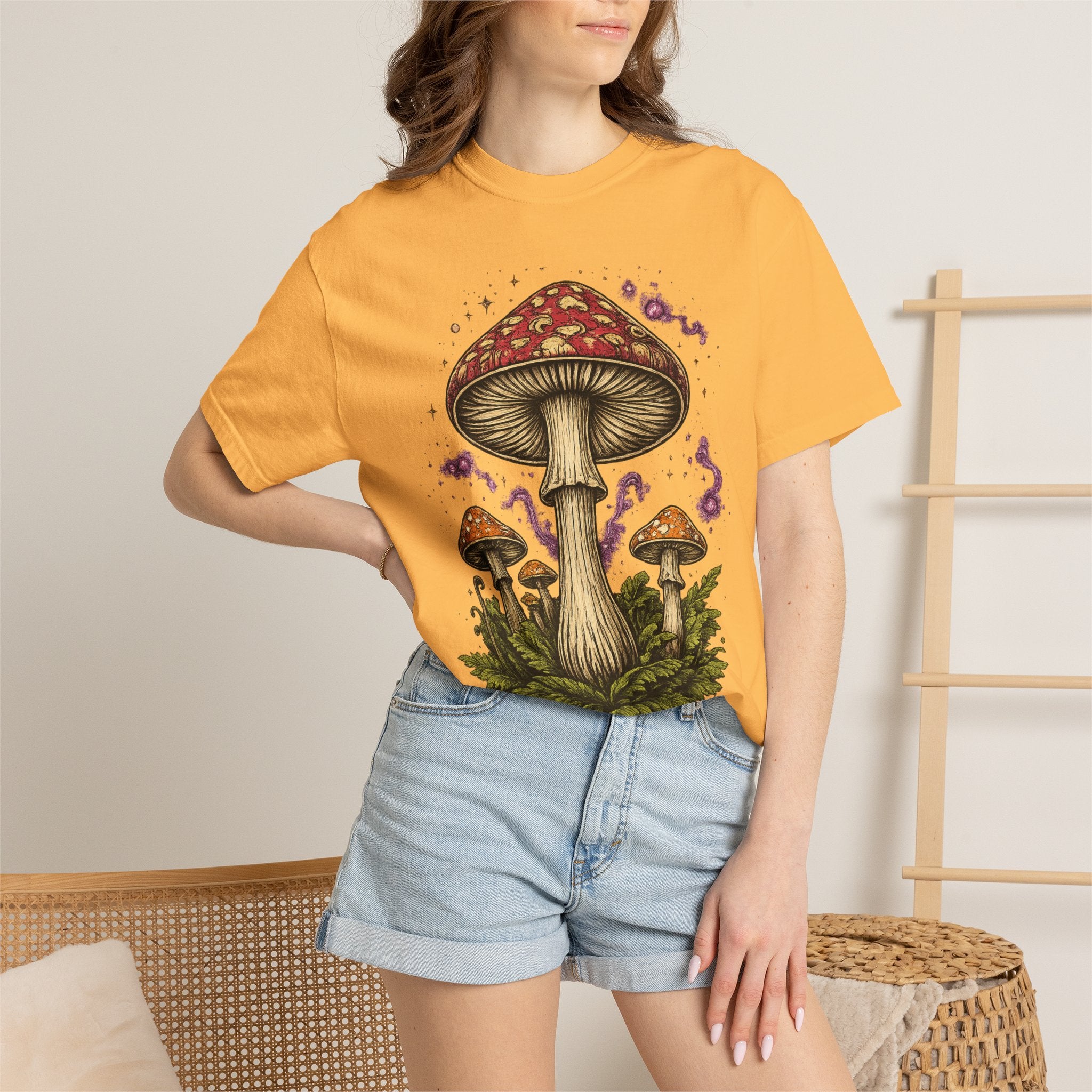 City: Portland Mushroom Graphic T-Shirt — Vintage Forest Amanita Design