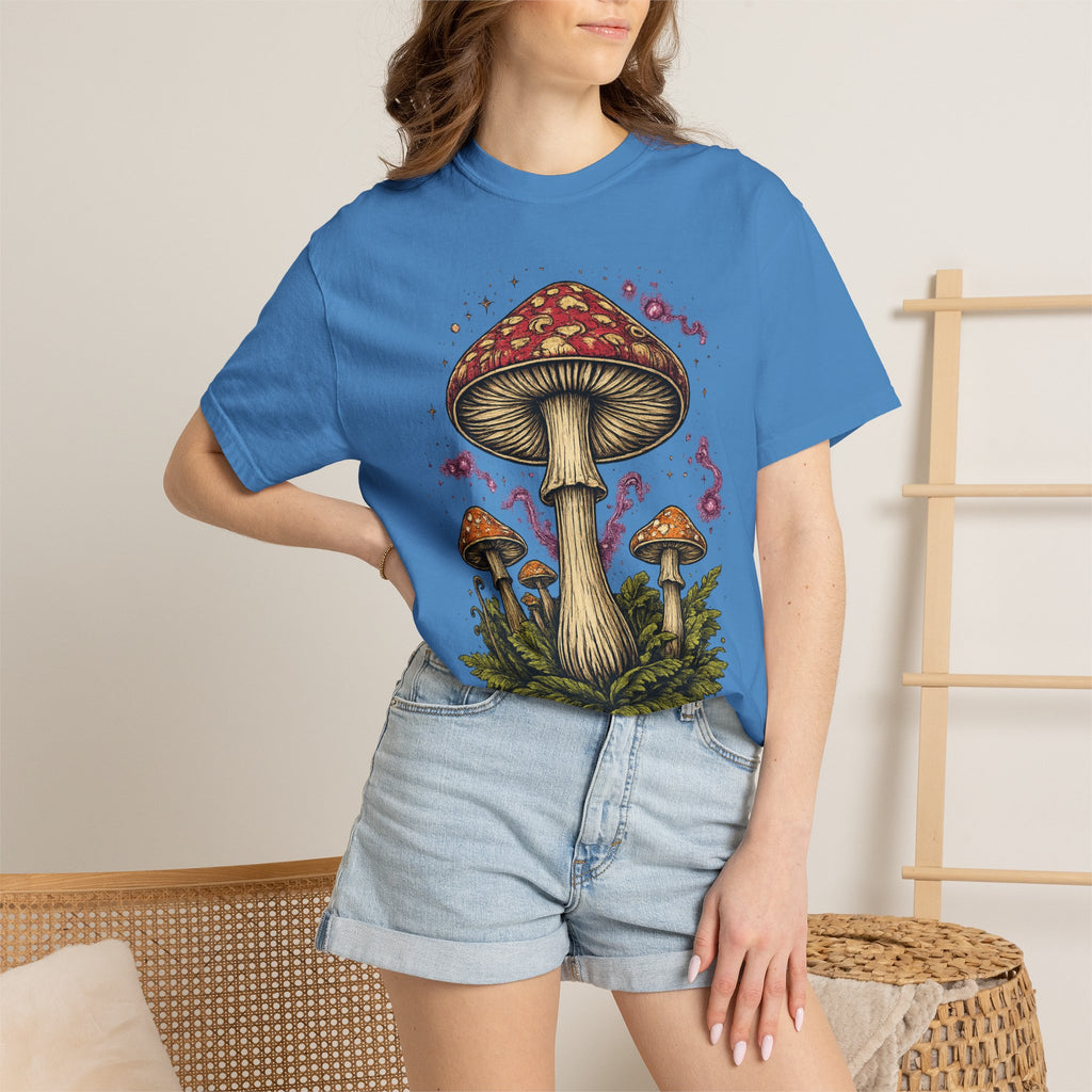 City: Portland Mushroom Graphic T-Shirt — Vintage Forest Amanita Design