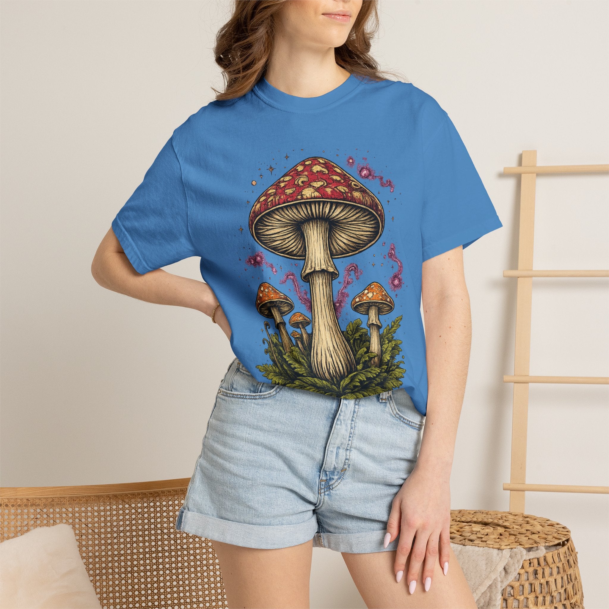 City: Portland Mushroom Graphic T-Shirt — Vintage Forest Amanita Design